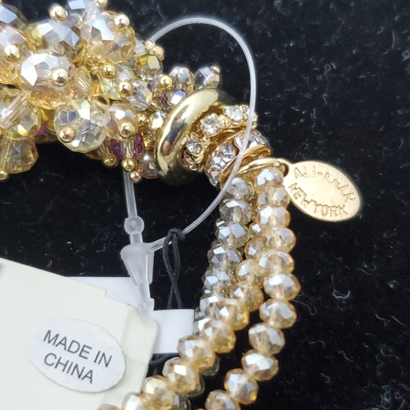 Ali khan stretch champagne/clear stones bracelet - Picture 8 of 8